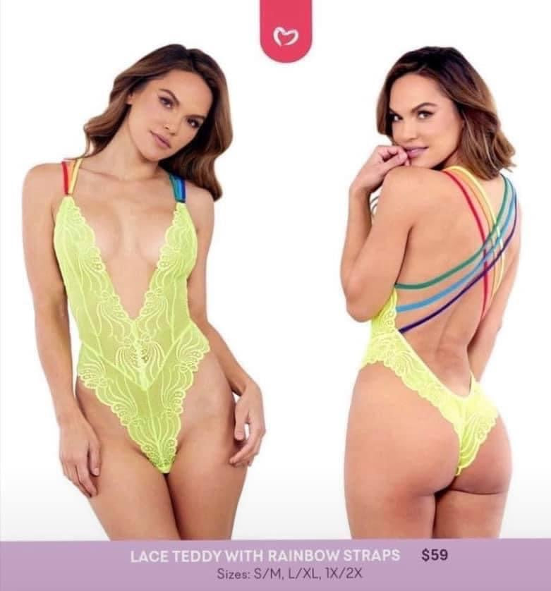 Lace Teddy w/Rainbow Straps