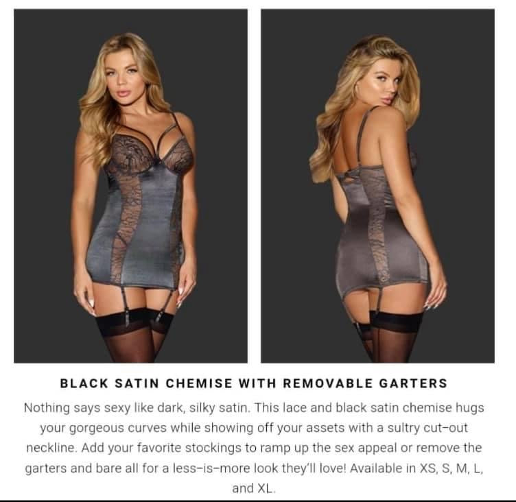 Slate Chemise w/Garter (S)