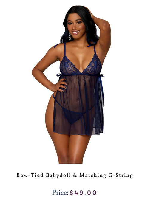 Bow tied babydoll & gstring